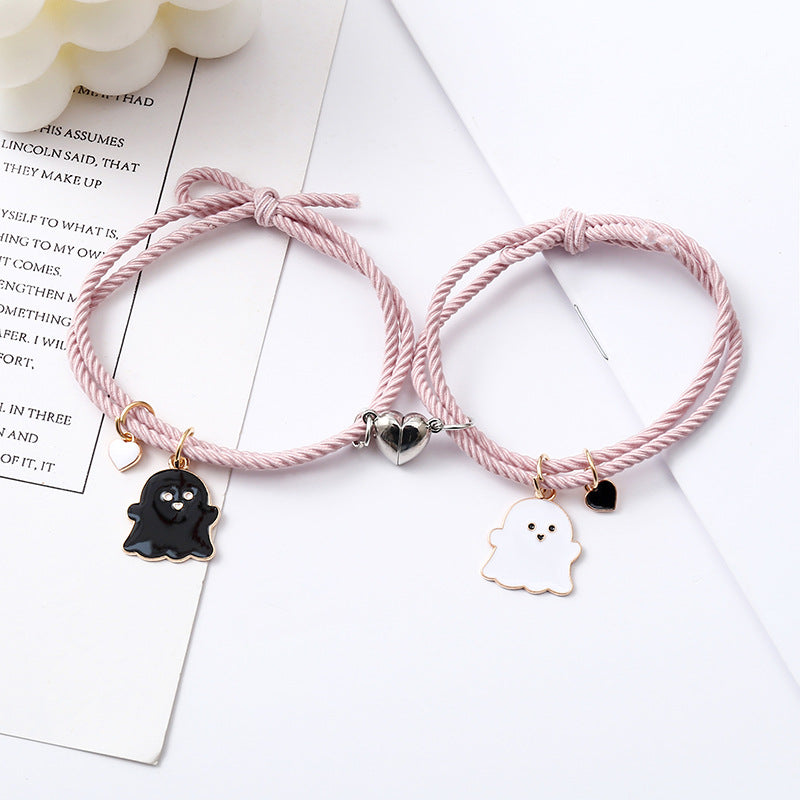 Wholesale Black and white ghost couple love magnet bracelet