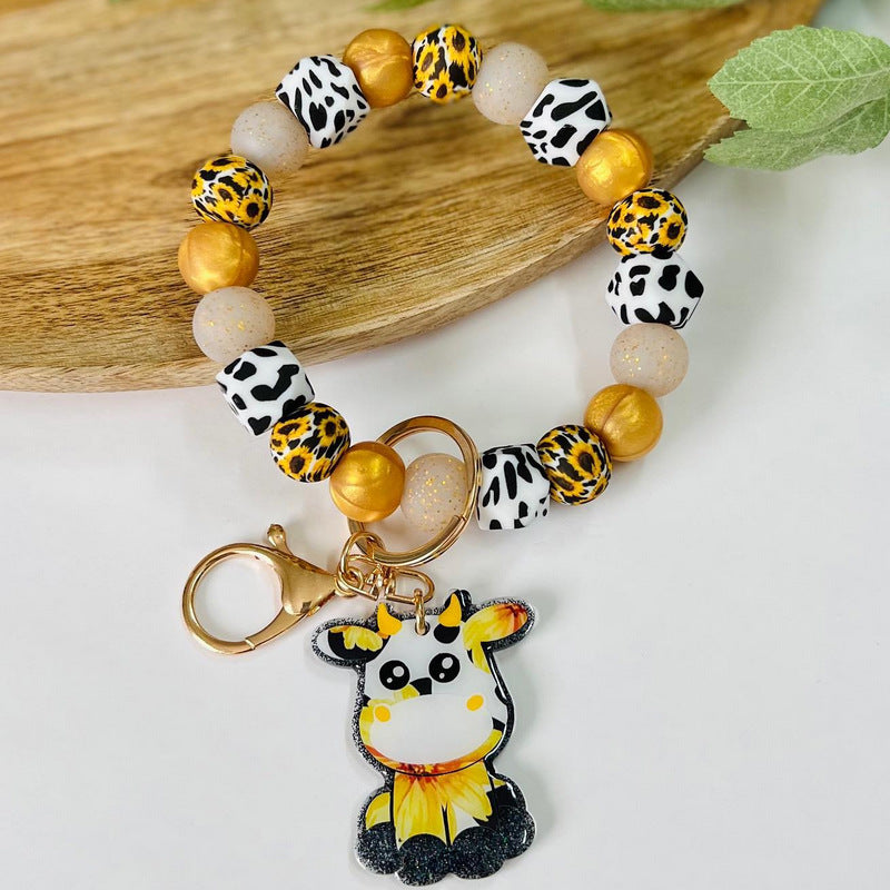 Wholesale 10pcs/pack Silicone Beaded Wrist Keychain