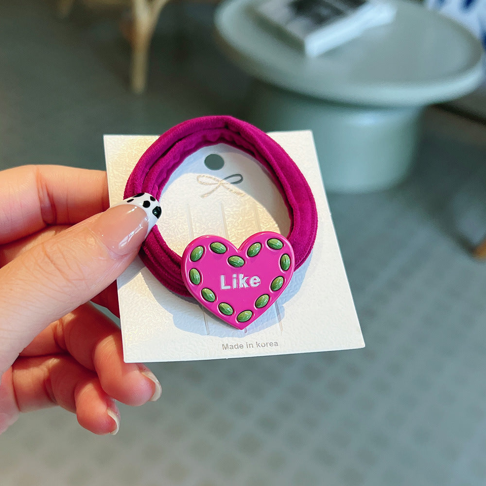 Wholesale of Autumn and Winter Alloy Love Color Matching Towel Rings and Hair Ropes