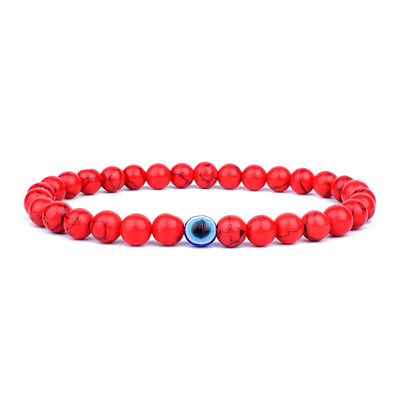 Wholesale 6Mm Natural Stone Evil Eye Stretch Bracelet Handmade Peacock Stone Jewelry Accessory Chic Fashion For Party And Gift Giving