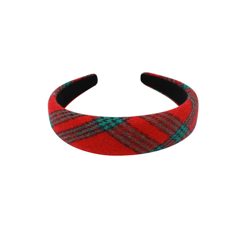 Wholesale Versatile Plaid Red and Green Christmas Cloth Headband