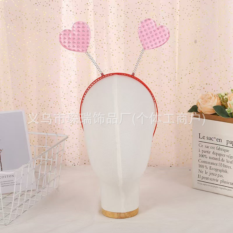 Wholesale Valentine's Day Christmas Party Theme Glitter Love Peach Heart Hair Accessories