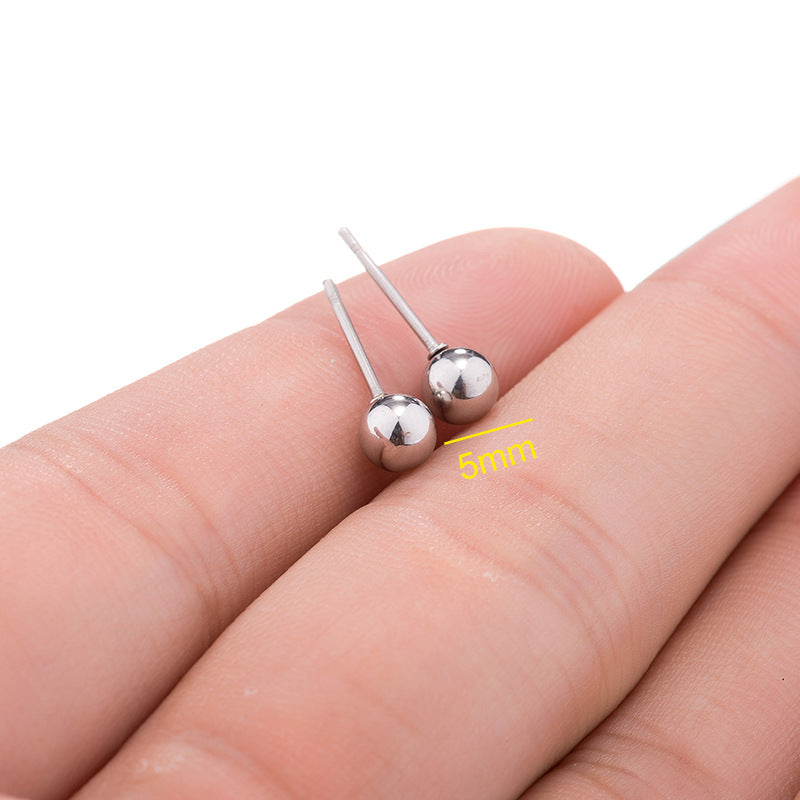 Wholesale Stainless steel polished ball earrings