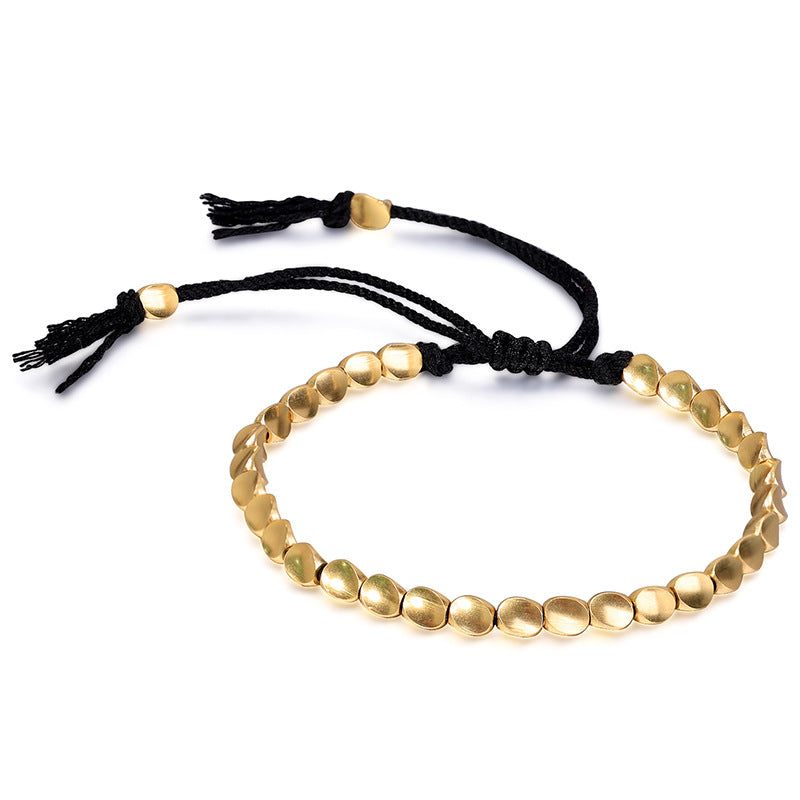 Wholesale New Hand-woven Shaped Copper Bead Pull-out Tassel Bracelet