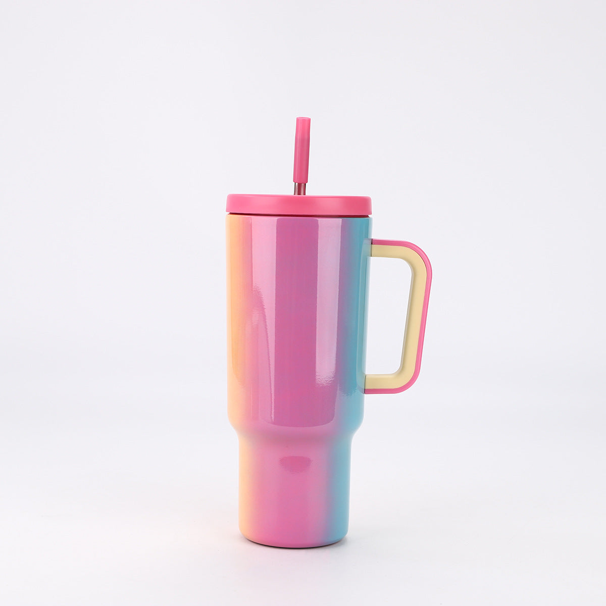 Wholesale 40oz Rainbow Paint Car Cup 304 Stainless Steel Insulation Portable Large Capacity Vacuum Straw Ice Cup