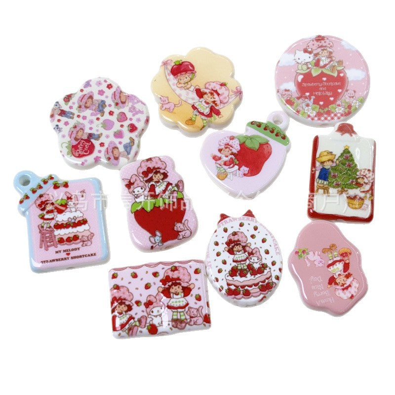 Wholesale 100pcs/pack Strawberry Print Irregularly Shaped Beaded Pen Accessories OLY Exclusive