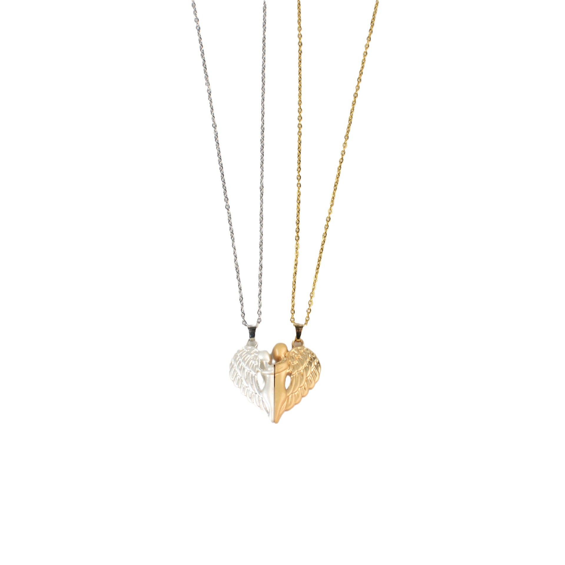 Wholesale Couple Magnet  Clavicle Chain Hug Angel Wings Alloy Pendant