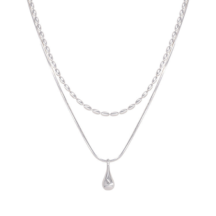Wholesale Double-layer necklace teardrop pendant clavicle chain