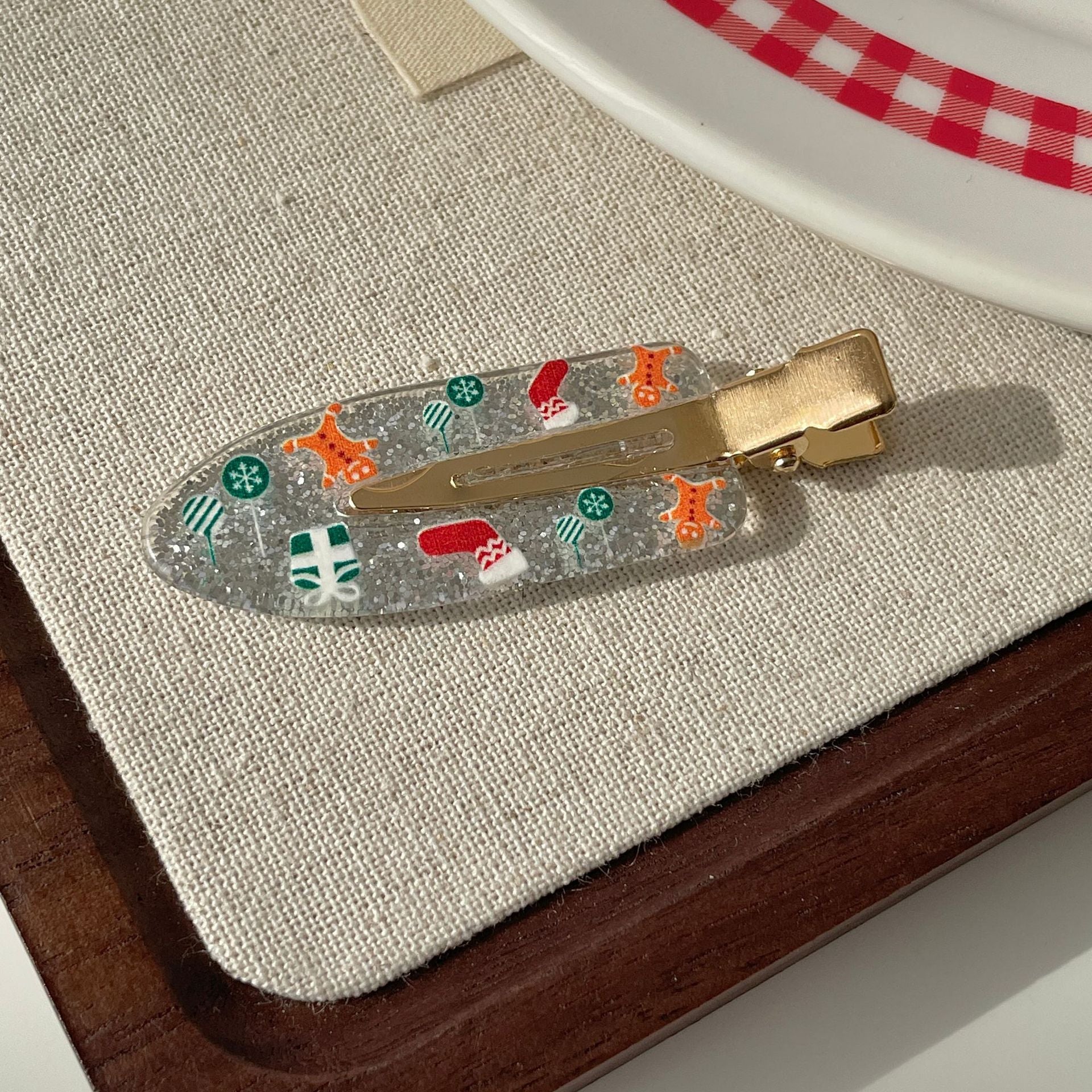 Wholesale Candy Christmas Socks Elk English Letter Hair Clip