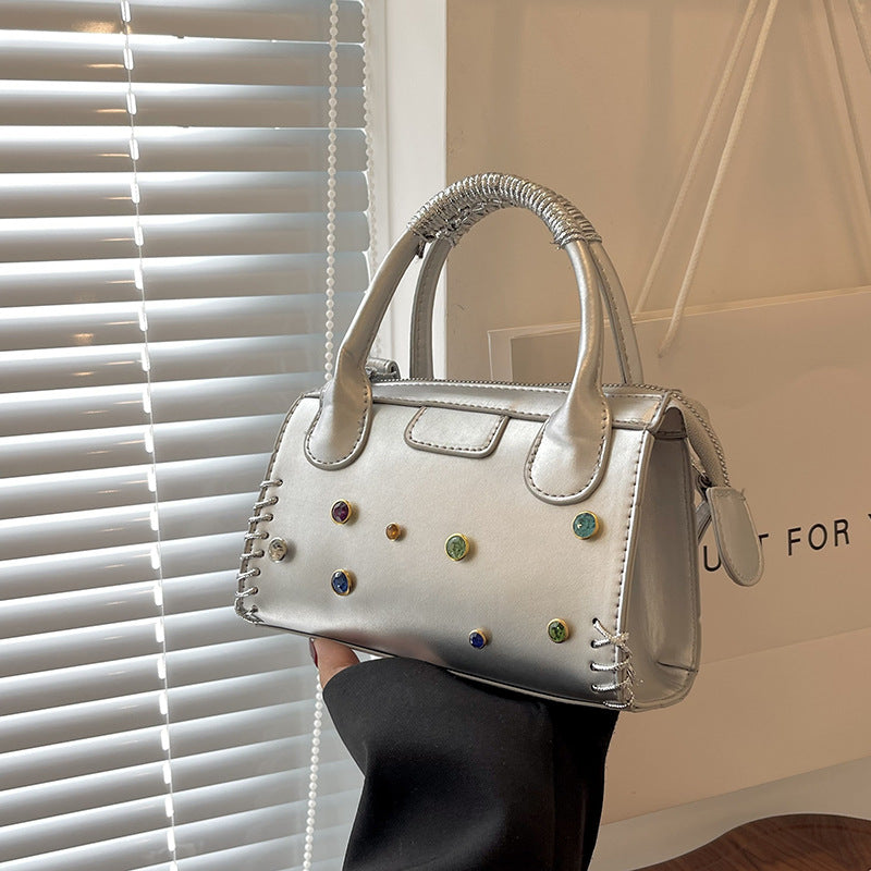 Wholesale PU Colored Diamond Small Square Bags