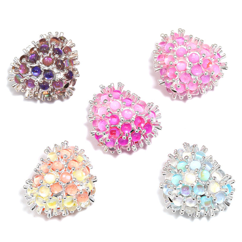 Wholesale 5pcs love diamond beads round beads DIY bracelet beads