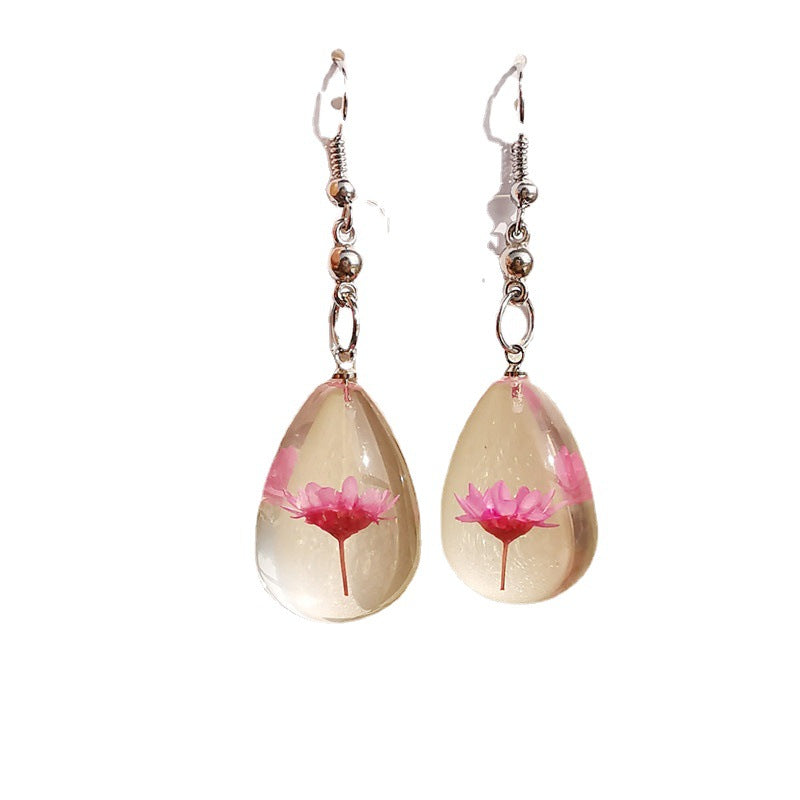 Wholesale 6pcs Handmade Glue-dried Flower Resin Earrings
