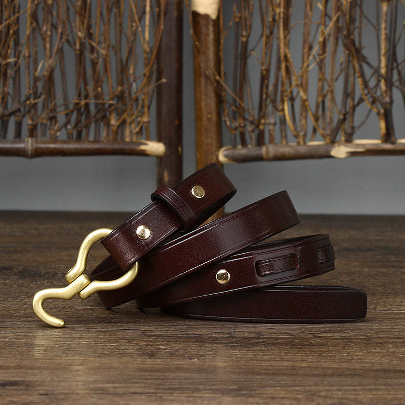 Wholesale Copper Hook Genuine Leather Thin Belt