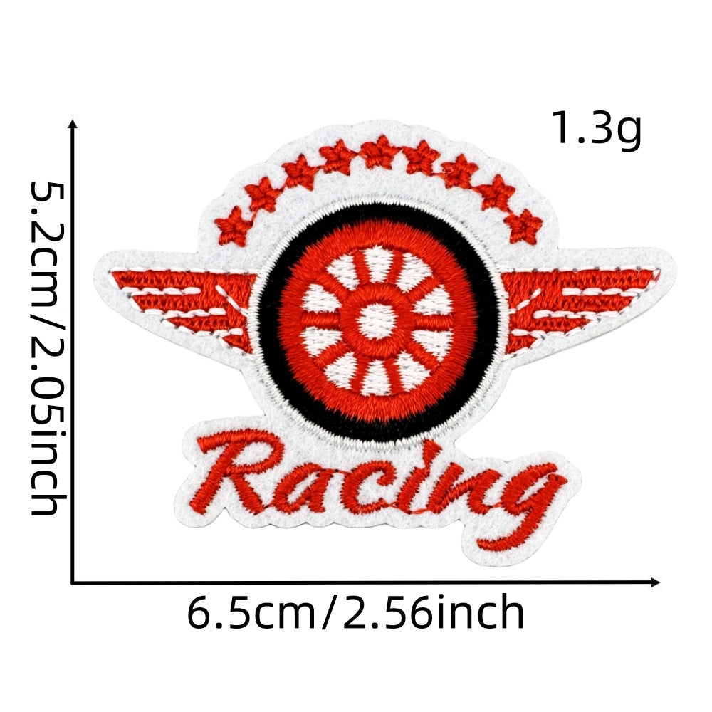 Wholesale Motorcycle Racing Cartoon Embroidered Patches Black White Graffiti Theme Party Bag Decoration