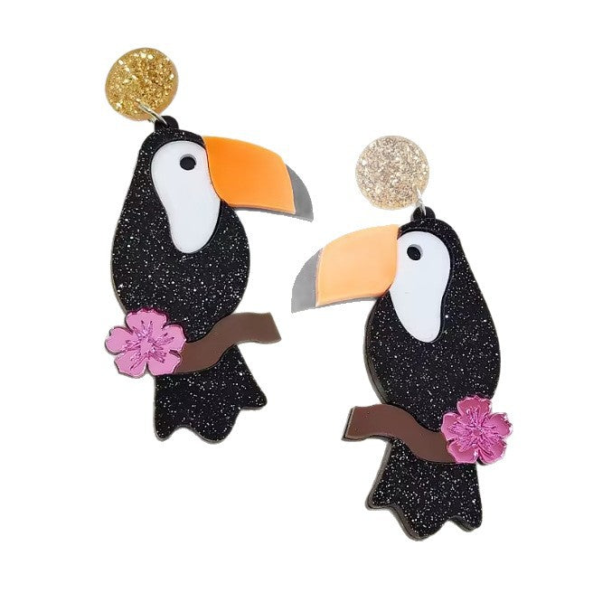 Wholesale Splicing colored parrot flamingo acrylic earrings