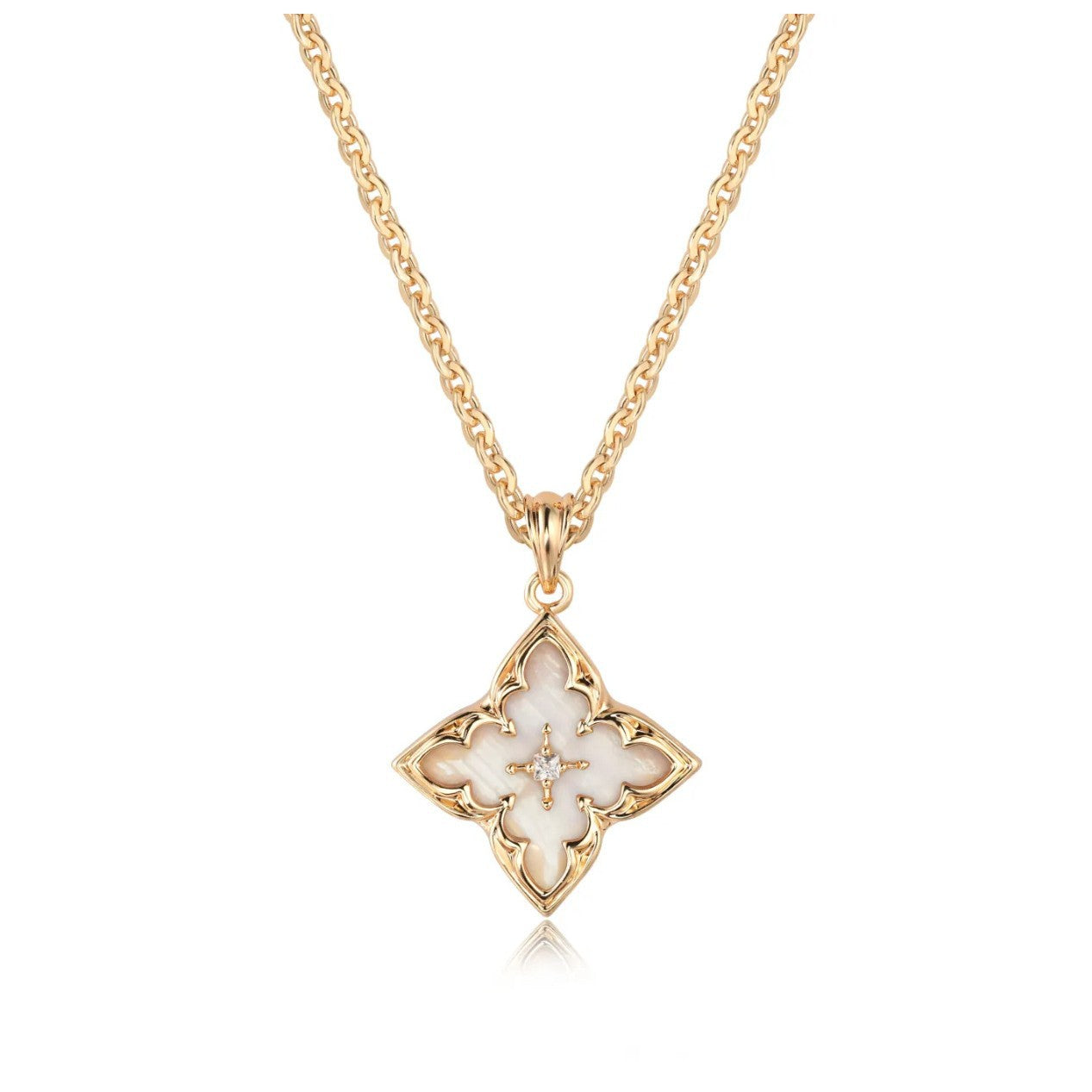 Wholesale Lucky Clover Square Crystal Zircon Pendant Necklace