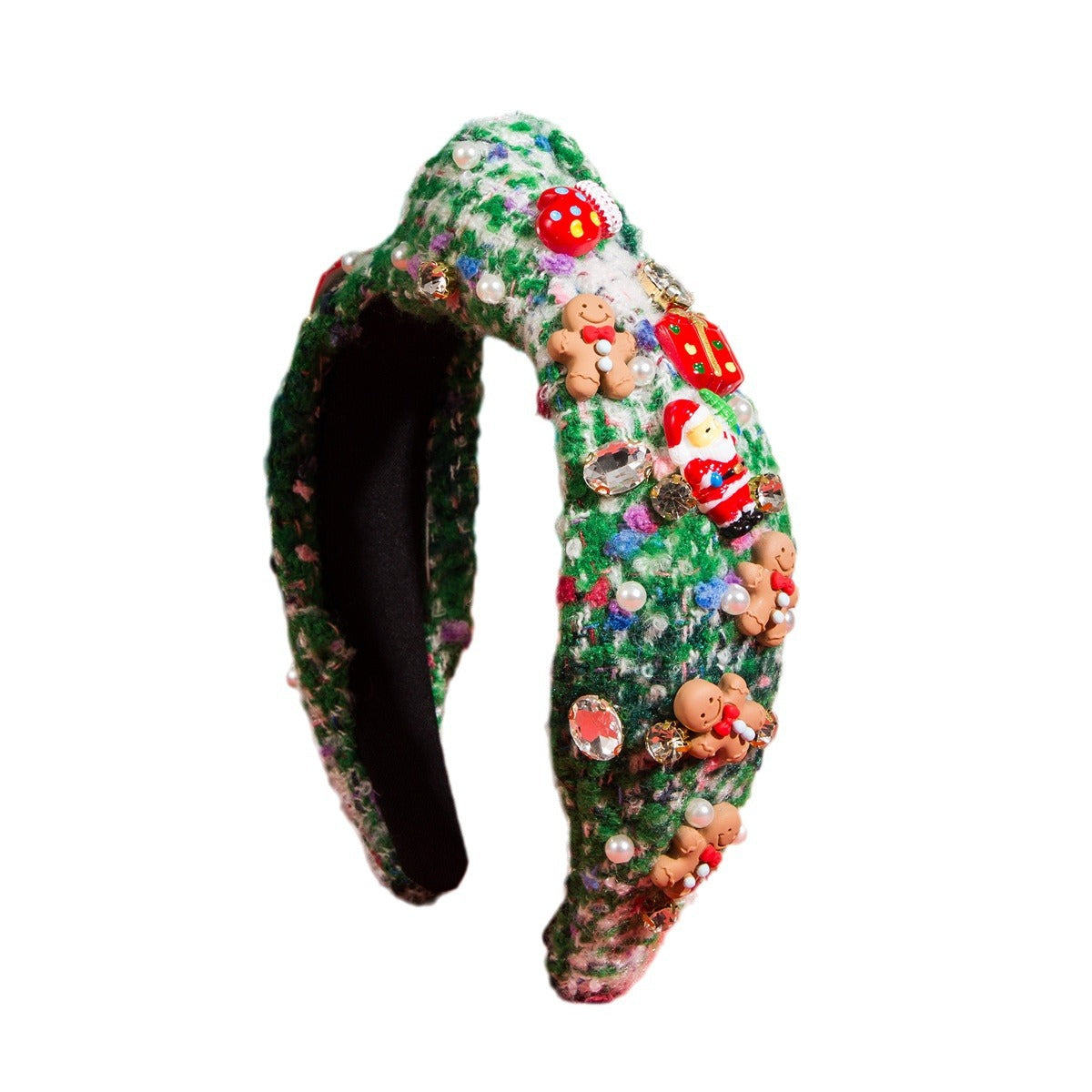 Wholesale Christmas Gingerbread Man Diamond and Pearl High Skull Headband