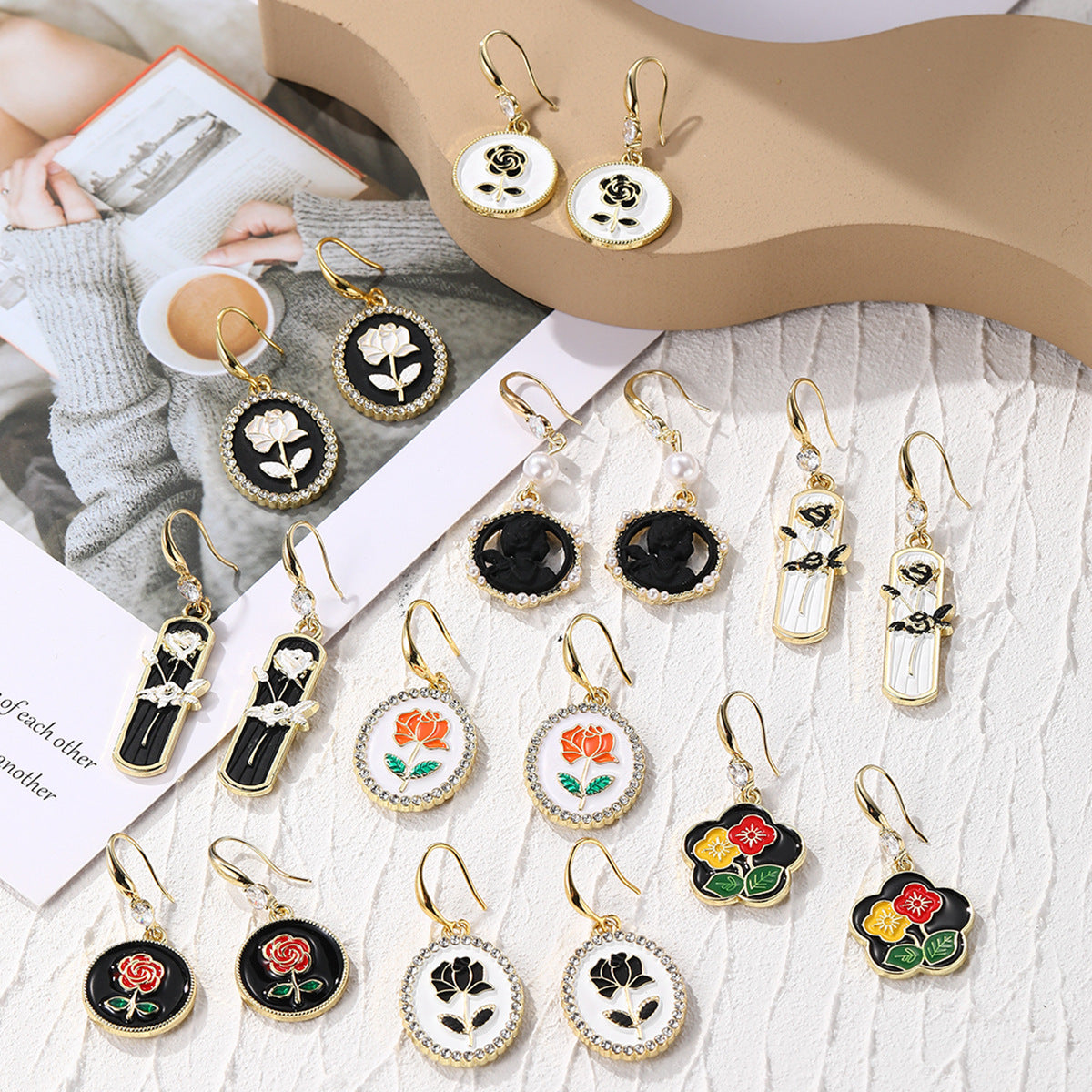 Wholesale Vintage French Rose Earrings