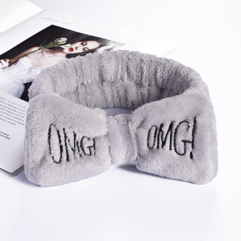 Wholesale Flannel Face Wash Makeup Bow Knot Plush Headband