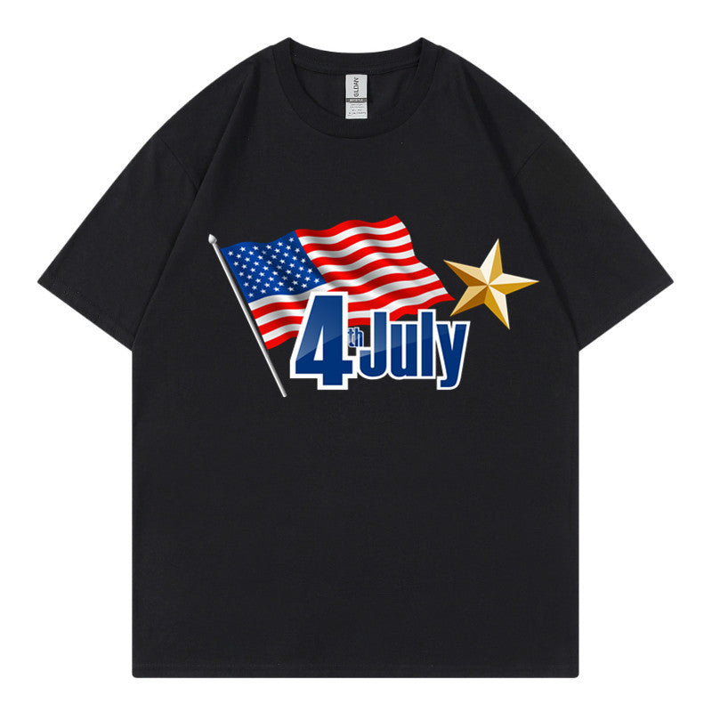 Wholesale Independence Day Themed Printed Style Round Neck Short Sleeves