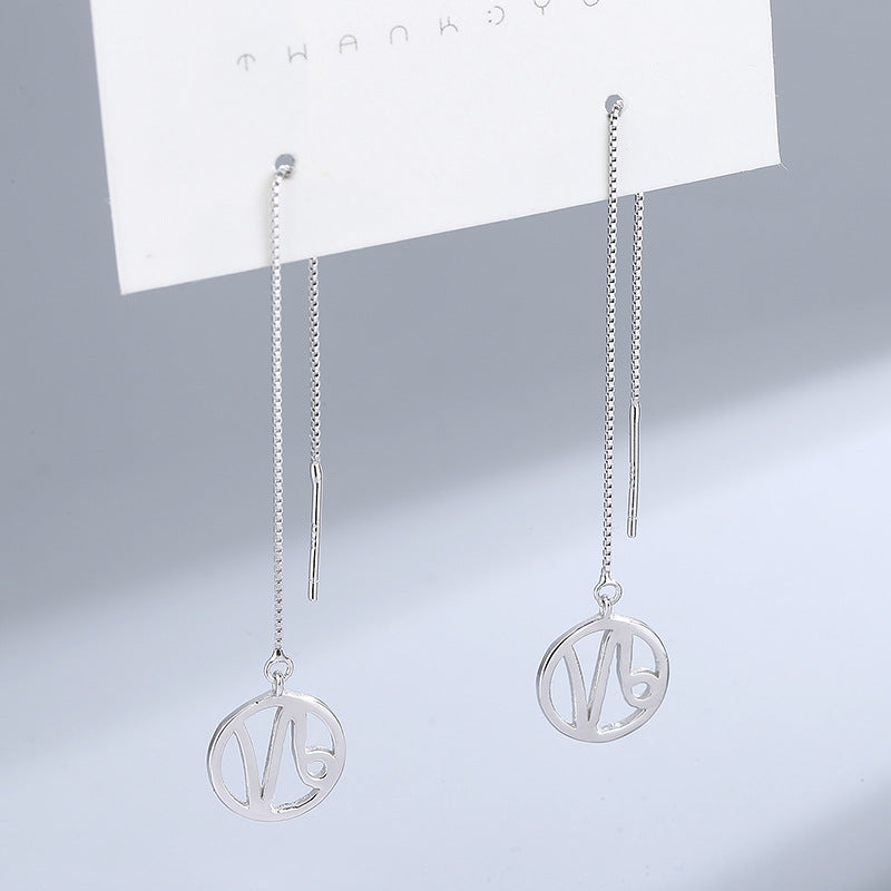 Wholesale S925 Sterling Silver Long Ear Line Twelve Constellation Valentine's Day Gift Tassel Earrings 925 Spring Earrings