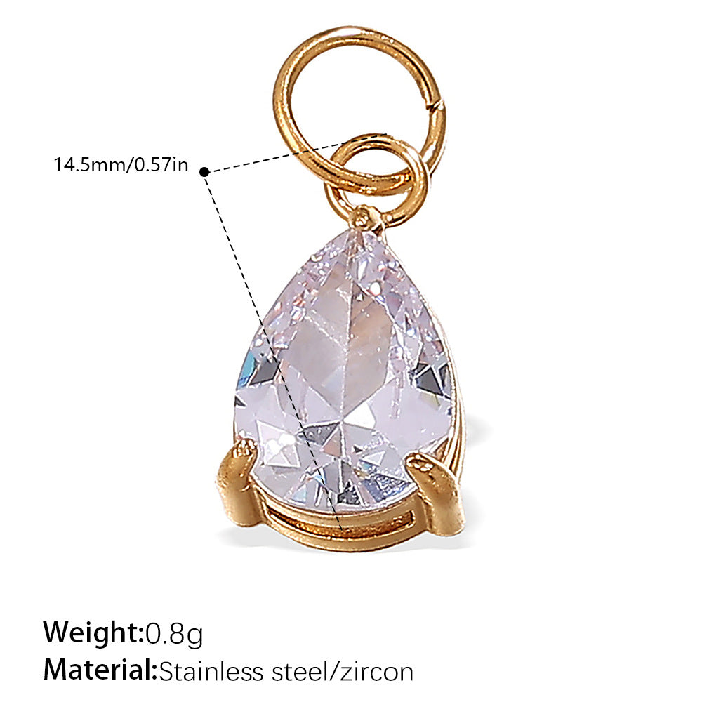 Wholesale Stainless steel 18K gold-plated geometric colorful gemstone rectangular star pendant necklace