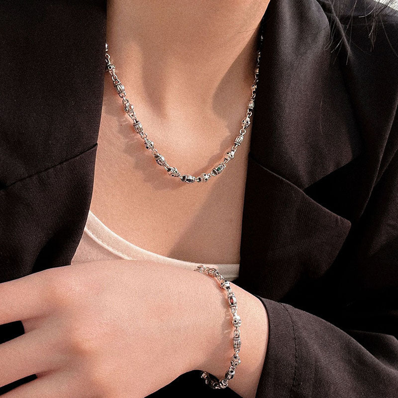 Wholesale retro style copper creative necklace and bracelet set