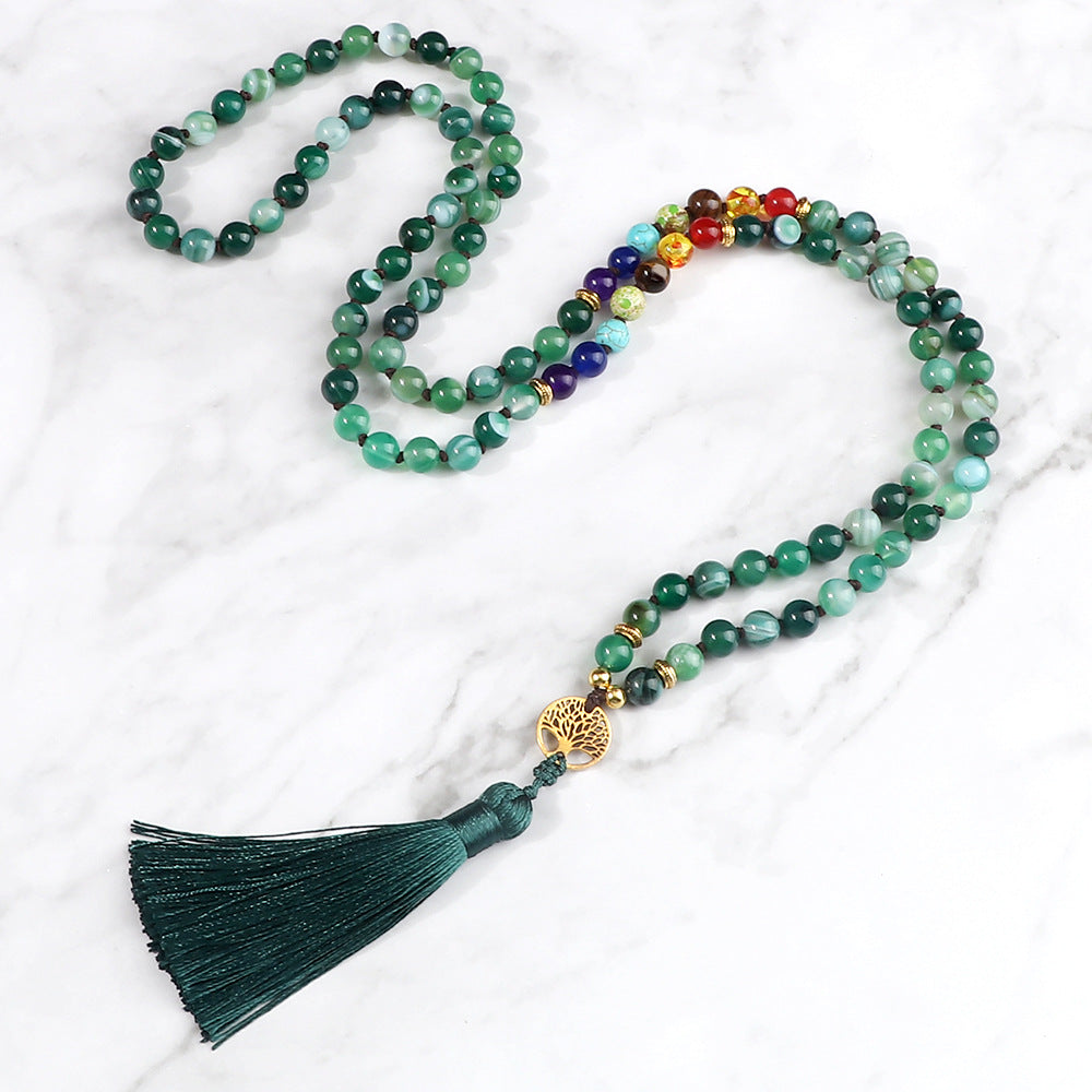 Obsidiana al por mayor 108pcs Multicapa Multilapa de la vida Pulsero de borla