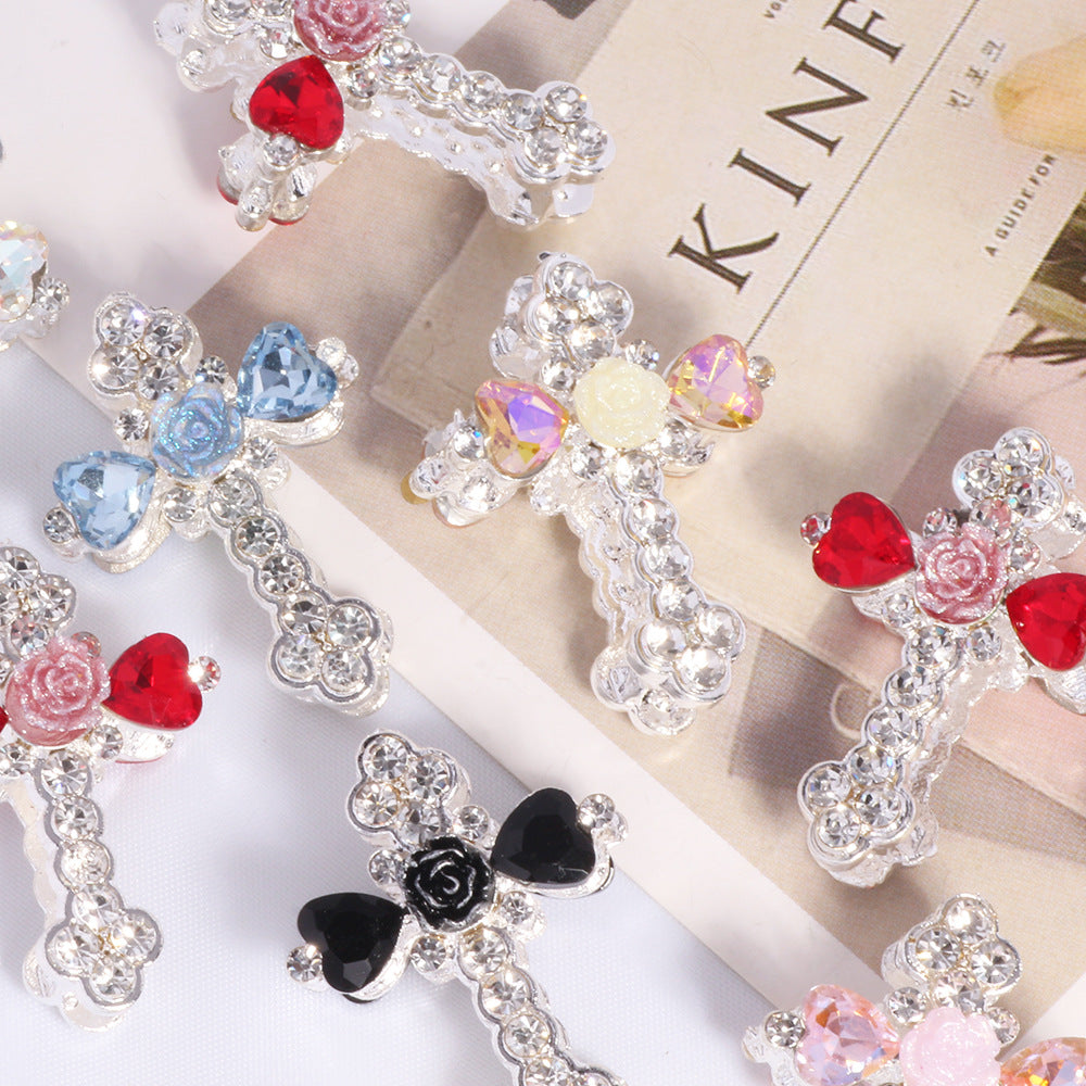 Wholesale 6 pcs/pack double-sided alloy flower-shaped cross DIY jewelry accessories