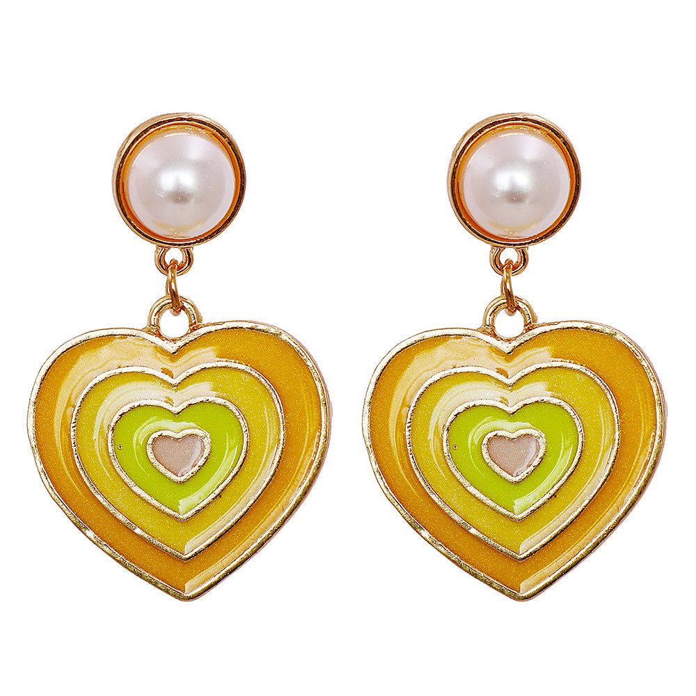 Wholesale Pearl Drip Love Love Alloy Earrings