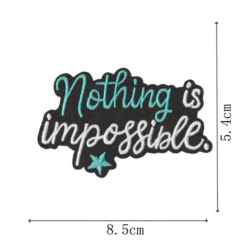 Wholesale Embroidered Iron On Patches Modern Black White Heart Quote Design 9Pc Heat Glue DIY For Clothing Bags Towels
