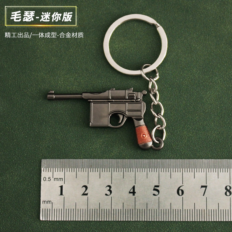Wholesale small size Alloy Pistol Model Mini Bull Keychain Pendant