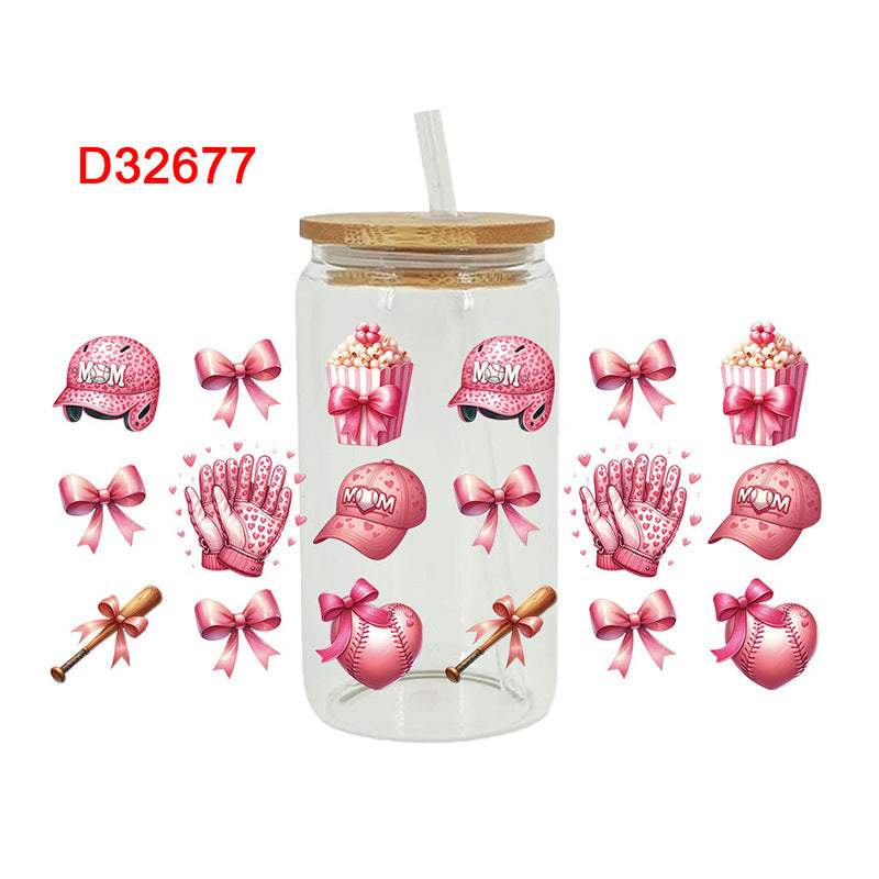 Wholesale Colorful rugby ball  16oz Cup UV DTF Wraps