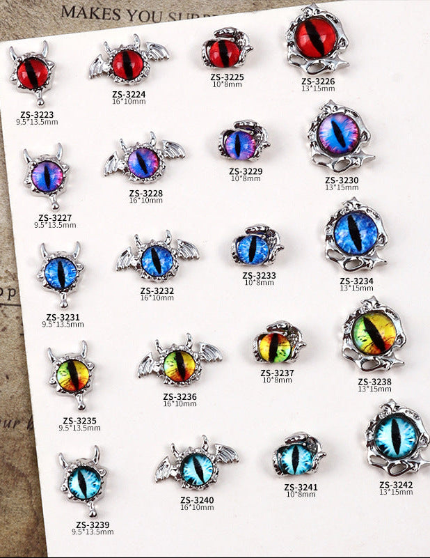 Wholesale Dark Cyberpunk Devil Eye Nail Art Decor In Alloy Metal Trendy Chic Nail Accessory For Everyday And Resale