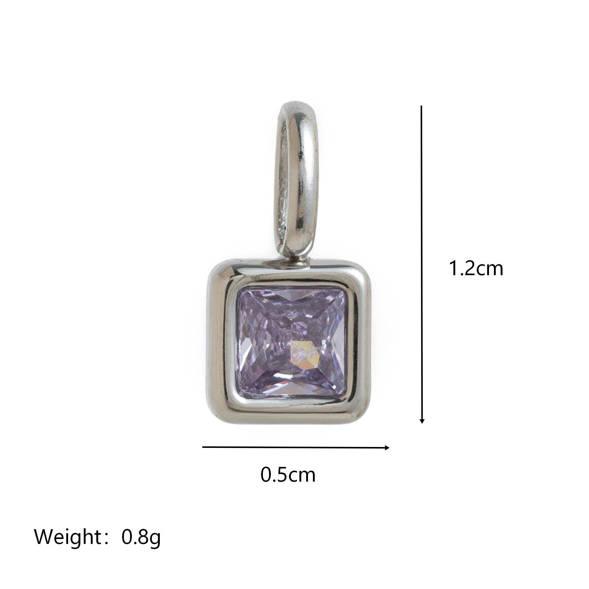 Wholesale Titanium Steel Geometric 12 Birthstone Colorful Zircon Pendant Necklace DIY Jewelry Accessory Gift For Women