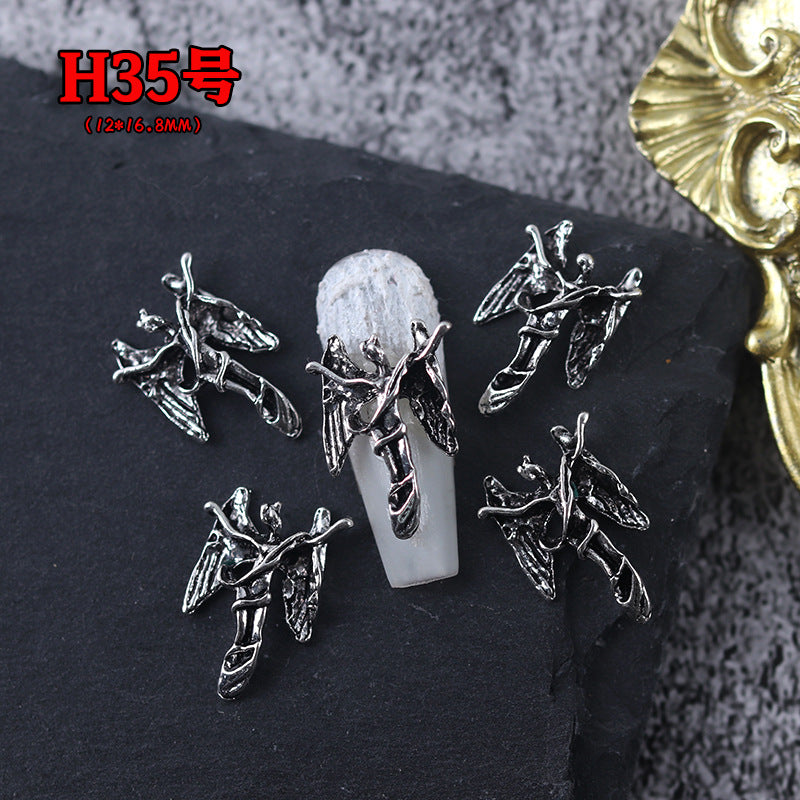 Wholesale Ancient Silver Alloy Angel Skull Nail Art Charms For  Dark Retro Style