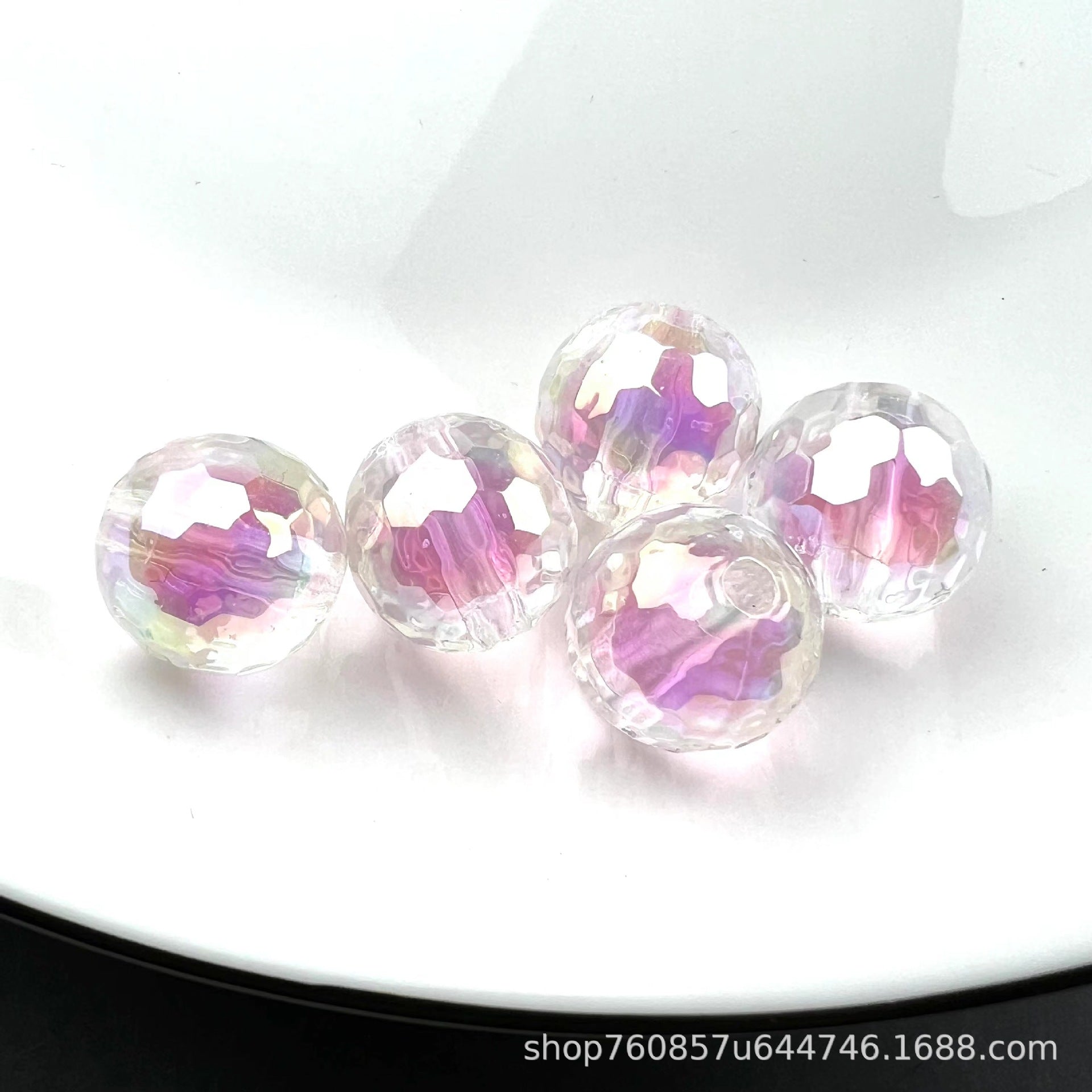 Wholesale 200PCS/PACK Acrylic Color Plated Straight Hole Faceted DIY Beads