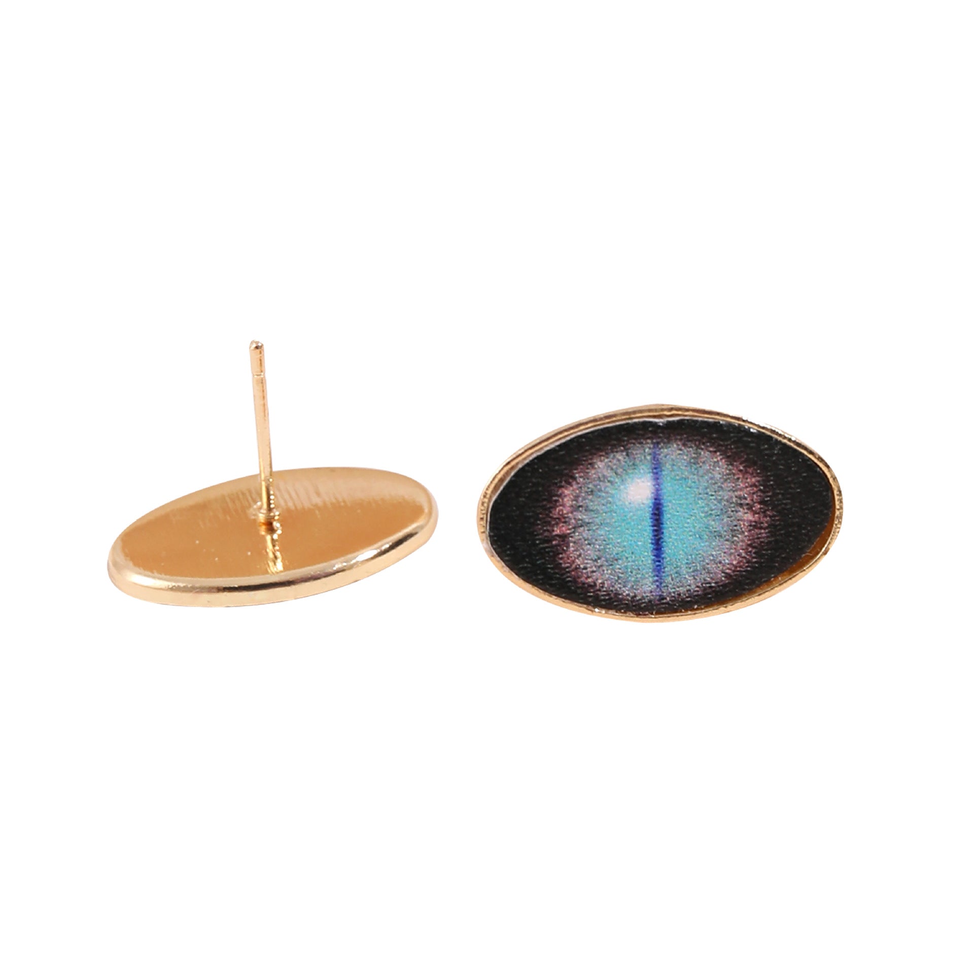 Wholesale Devil Eye Oval Stud Earrings Leather PU Earrings