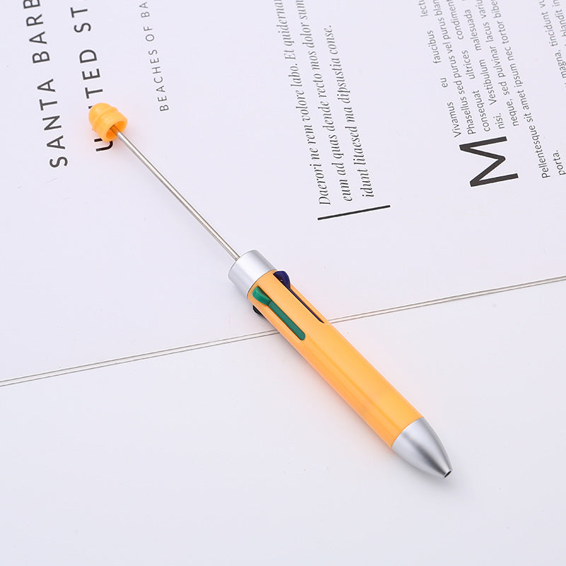 Wholesale DIY Beaded Multi Color Press Four Color Refill Plastic Ballpoint Pen