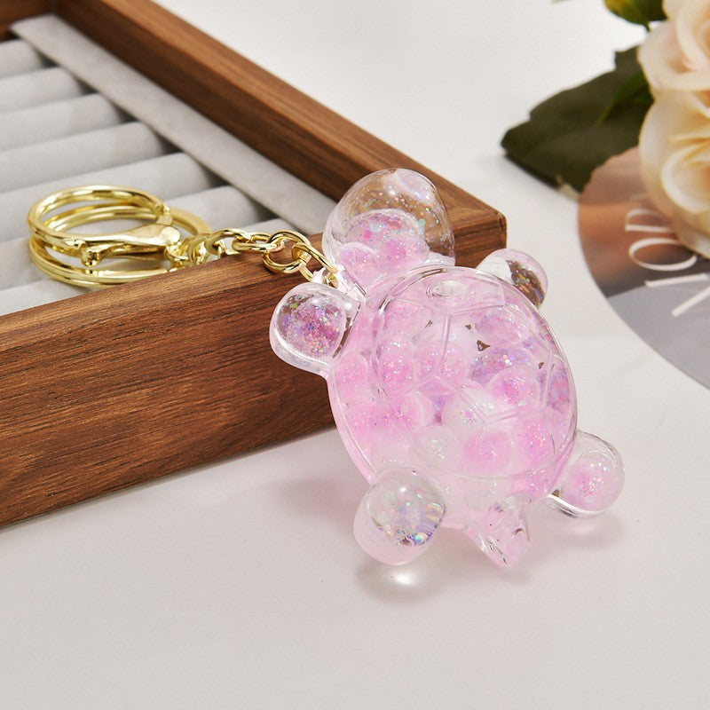 Wholesale Acrylic flowing sand turtle keychain