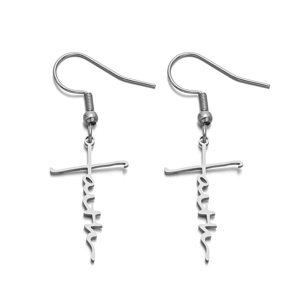 Wholesale stainless steel letter ear hook GRACE earrings