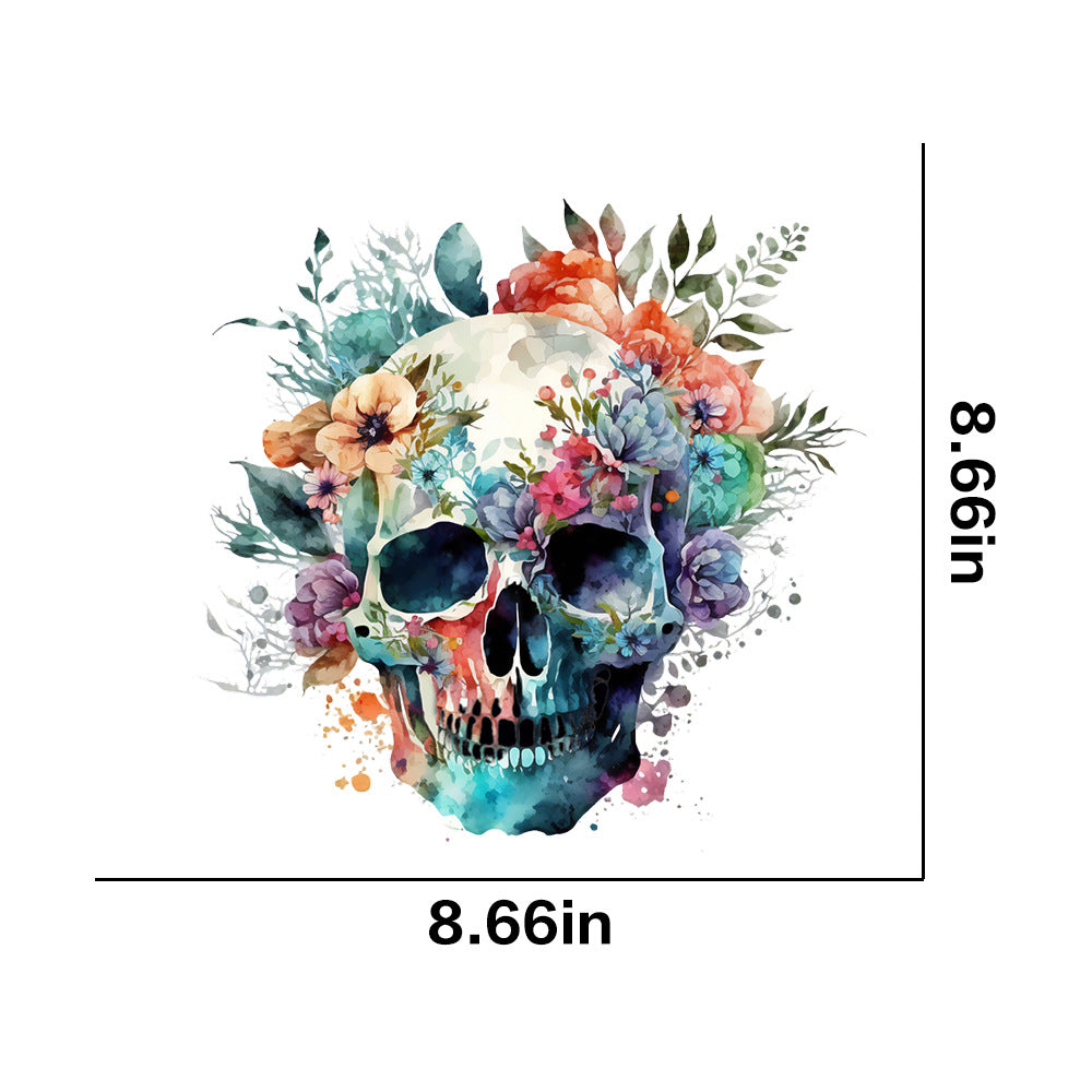 Wholesale 10pcs Colorful Flower Skull UV DTF Ready to Press Transfers Wraps