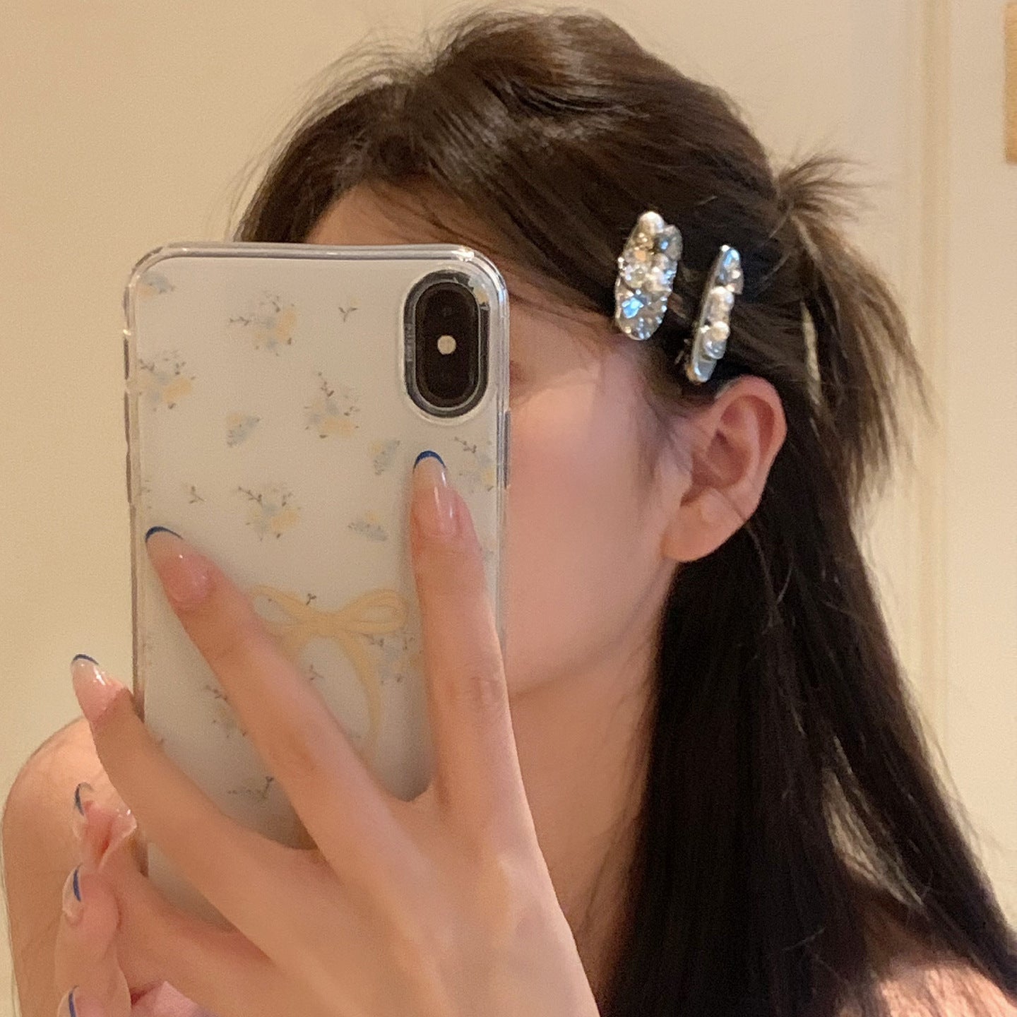 Wholesale Irregular oval rhinestone pearl hair clip