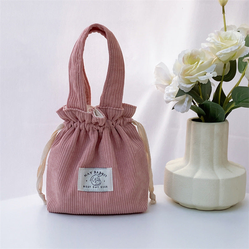 Wholesale Corduroy drawstring bag large capacity hand-held canvas bag