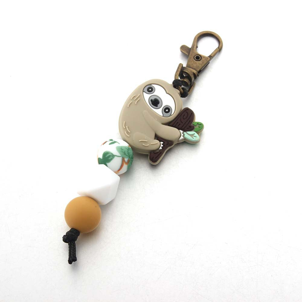 Wholesale Cow Tooth Hat Letter Silicone Bead Keychain