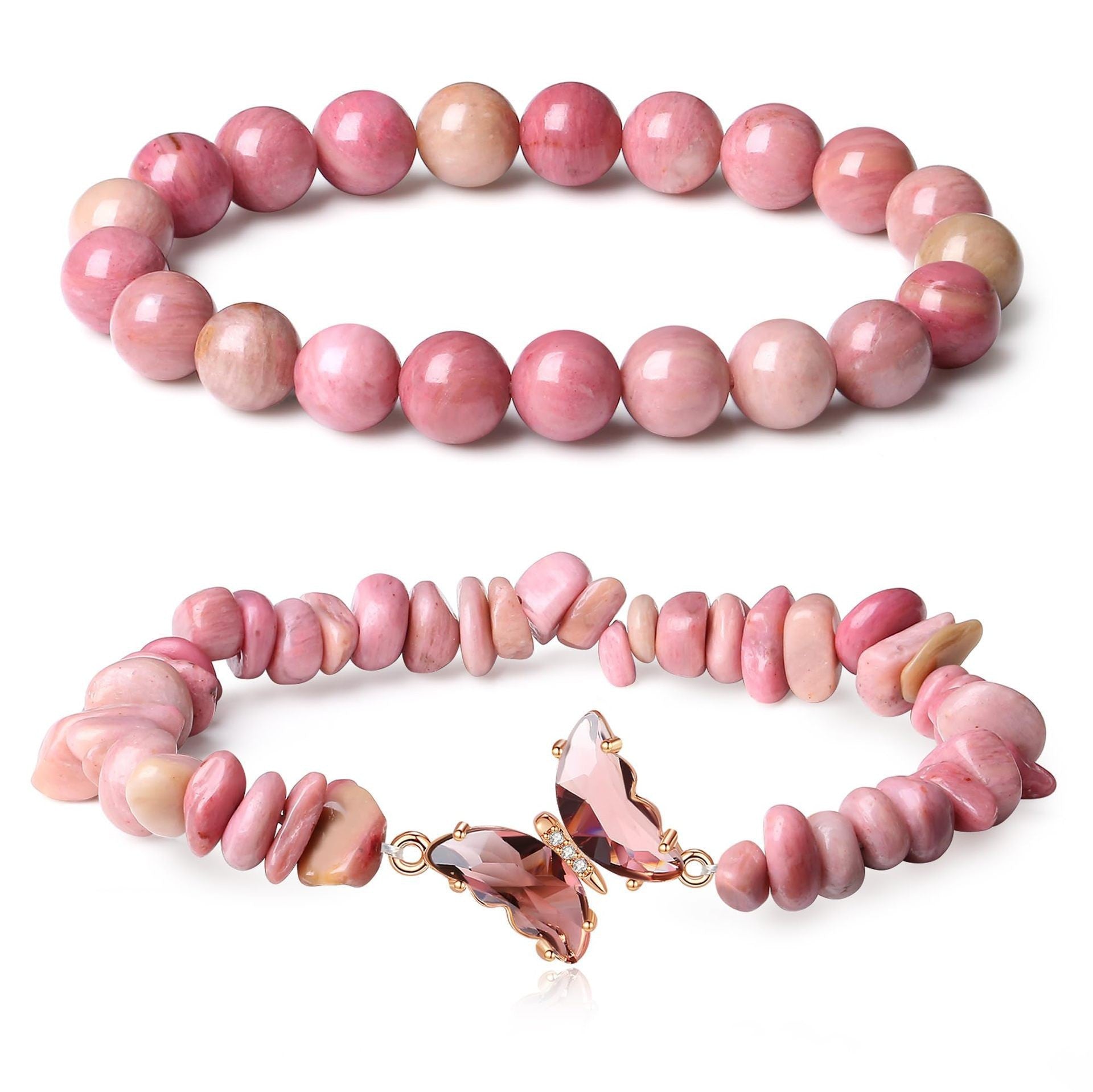 Wholesale  Natural Stone Amethyst Butterfly Pendant Layered Bracelet Set