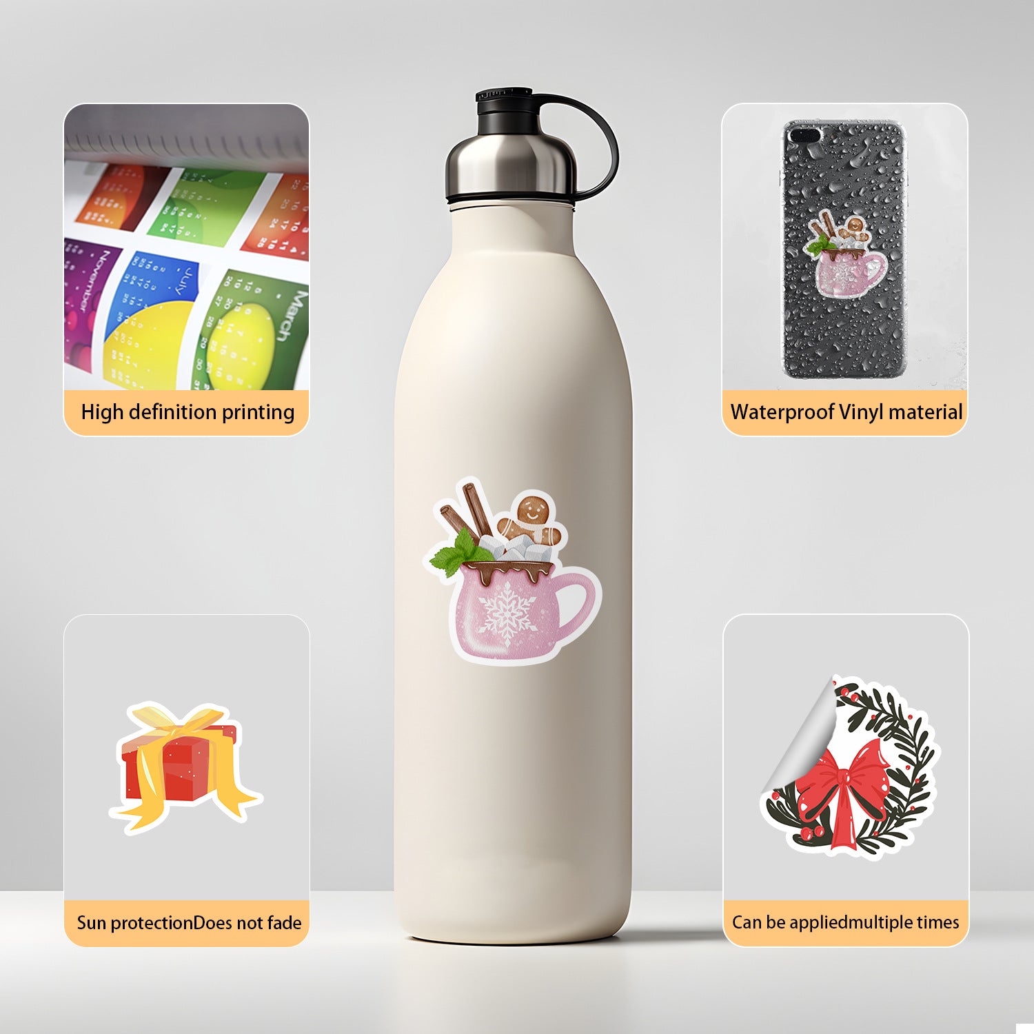 Wholesale 50pcs/pack Christmas mobile phones creative Christmas holiday stickers