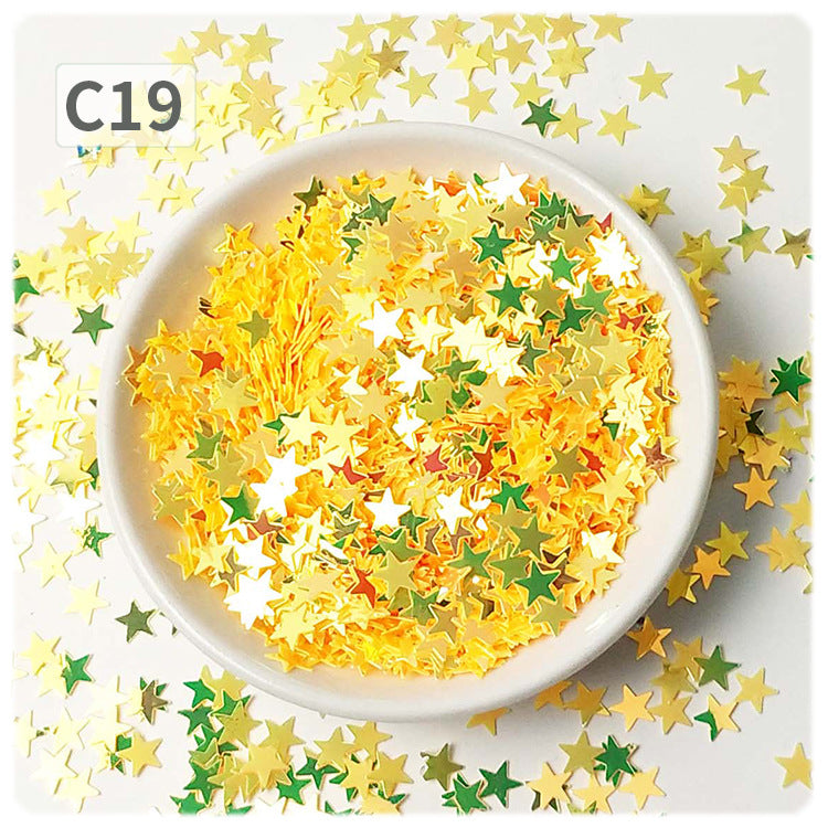 Wholesale DIY oil painting sequins starry sky scattering five-pointed star gold light flat non-porous sheet