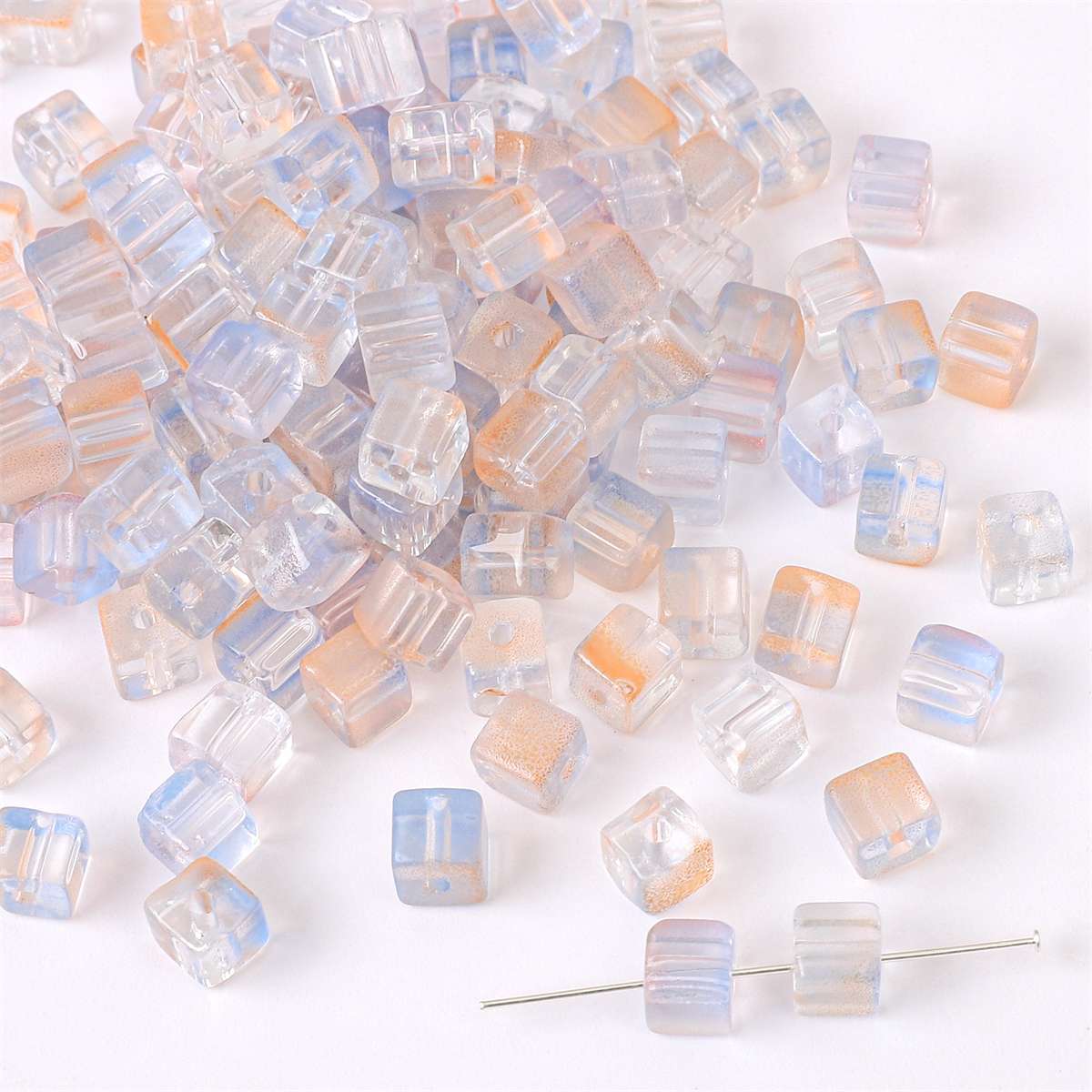 Wholesale Glass Gradient Sugar Cube Beads