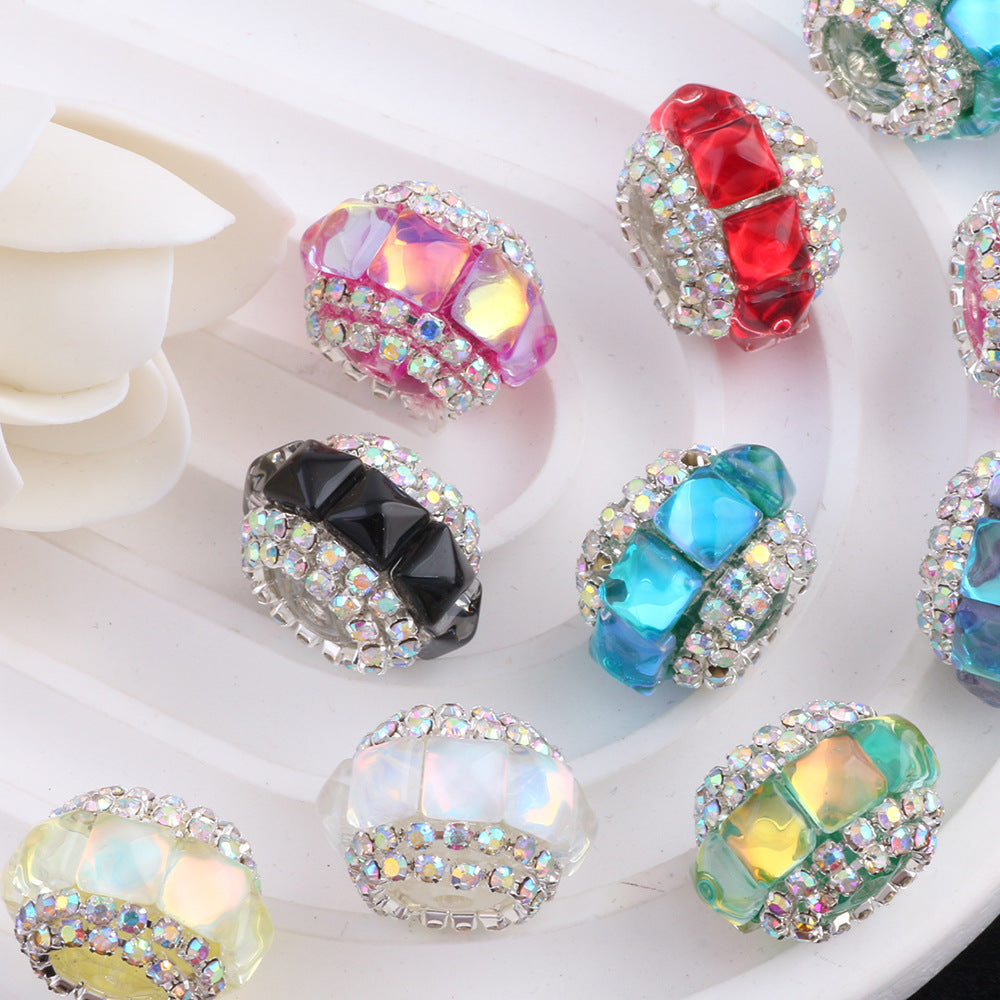 Wholesale 10pcs Square cat's eye flat beads can be worn straight hole beads DIY